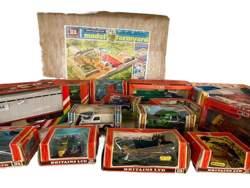 Collection of Britain's Ltd toys including Massey Ferguson, model farmyard, etc.