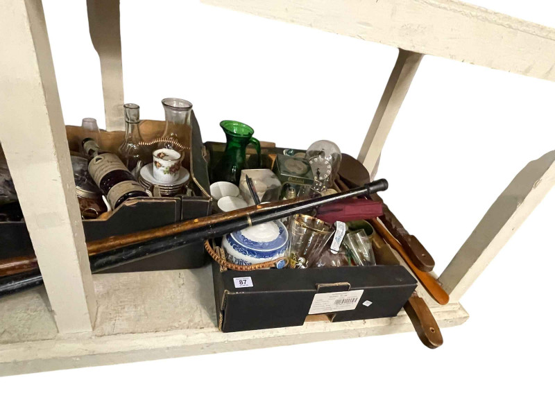 Collection of breweriana, mantel clock, porcelain, glass, etc.