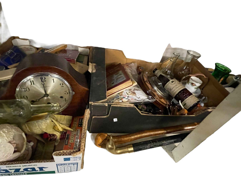 Collection of breweriana, mantel clock, porcelain, glass, etc.