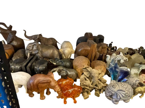 Large collection of elephants including Capo di Monte, Ann Richmond, Beswick, Royal Dux, coffee table, wooden sculptures, etc. thumbnail