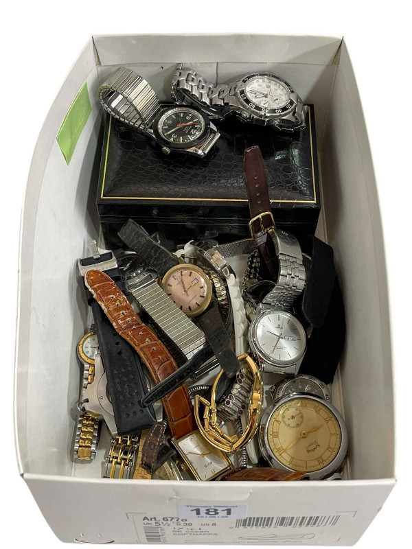 Box of wristwatches.