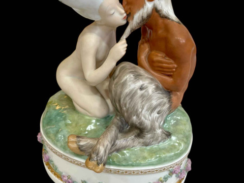Royal Copenhagen Group 'Faun & Nymph' designed by Gerhard Henning with...