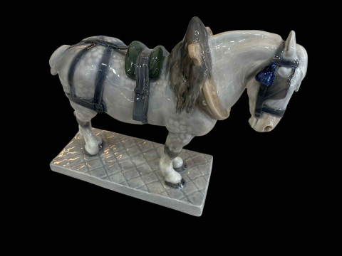 Royal Copenhagen figurine of a harnessed French Percheron Heavy Horse...