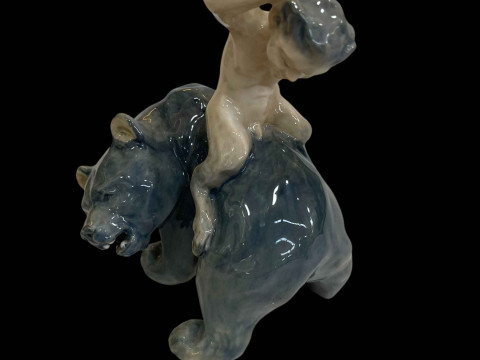 Royal Copenhagen figurine of Faun Riding a Bear, designed by Christian...