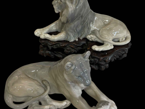 Bing & Grondahl figurine of Resting Lion designed by Lauritz Jensen, model...