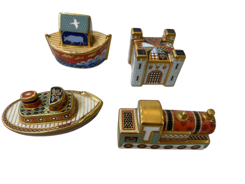 Four Royal Crown Derby Treasures of Childhood paperweights.