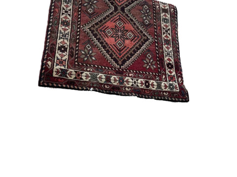 Hand knotted antique Persian Saveh rug 2.07 by 1.10.