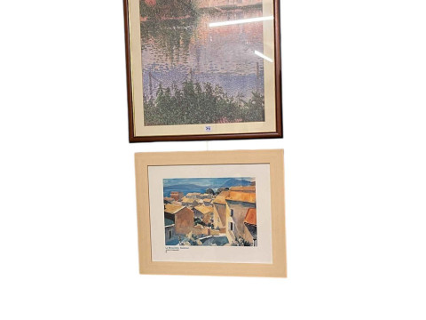 Victorian walnut four door music cabinet and collection of seven various prints including Jack Vettriano. thumbnail