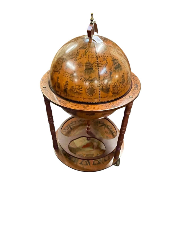 Globe cocktail cabinet and pair six bottle wine racks.