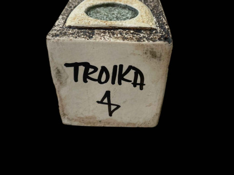 Troika rectangular vase with Newlyn mark, signed Avril Bennett, 22cm high. thumbnail