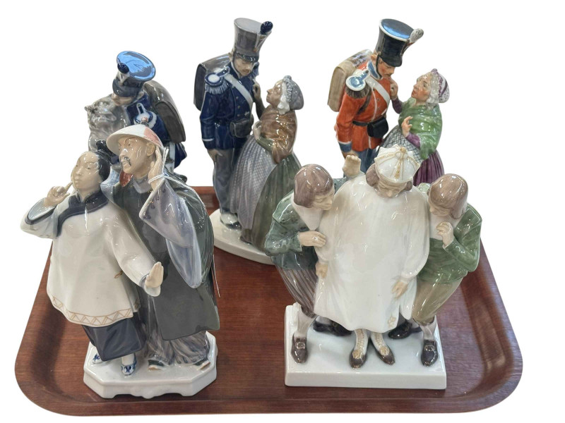Five Royal Copenhagen Groups, The Emperor and the Nightingale 1847, The Emperors New Clothes 1288 x 2, The Tinderbox 1112 and The Soldier & The Dog 1156.