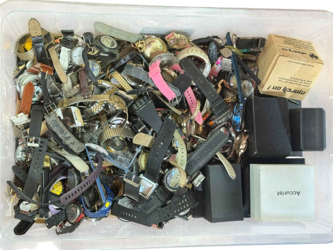 Large collection of wristwatches.