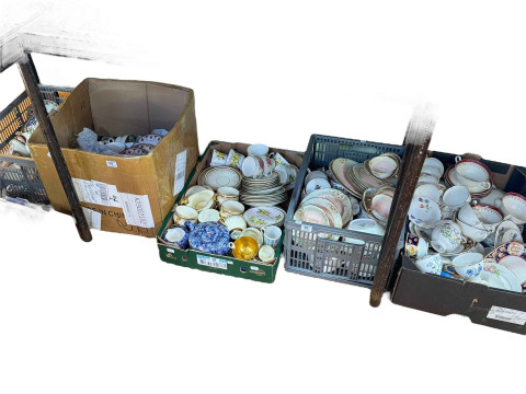 Five boxes of assorted teawares.