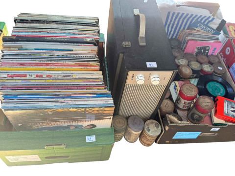 EKCO record player, collection of LP and single records, vintage phonograph...