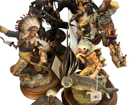 Collection of Native Indian ornaments, Racehorse with Jockey ornament...