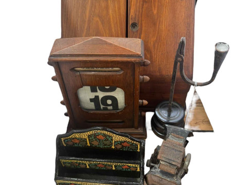 Wooden clock, Victorian mahogany stationery cabinet, Victorian mahogany...