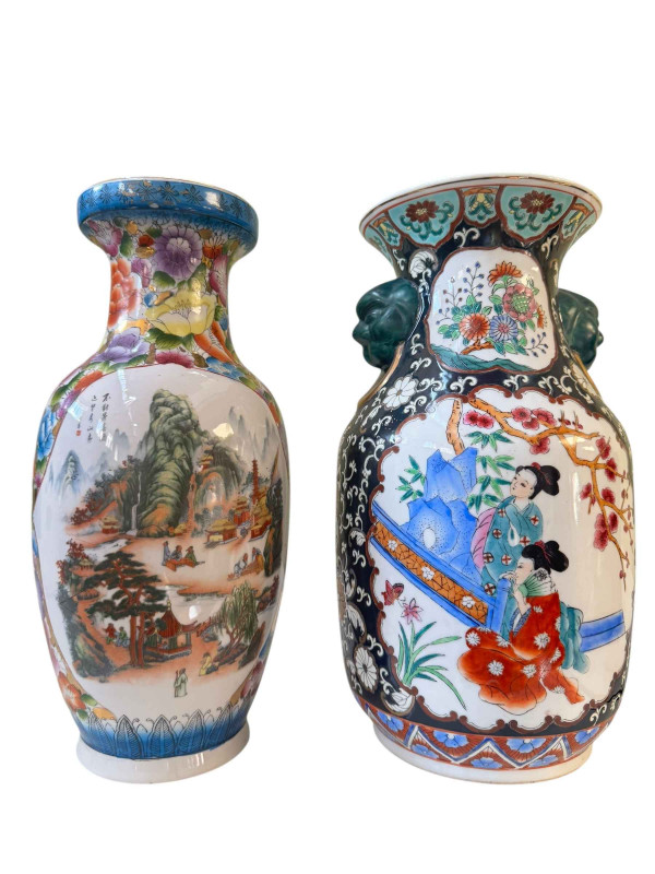 Two Chinese vases with figure and landscape patterns.