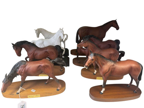 Eight Beswick horses including Nijinsky and six Spirit of Models.