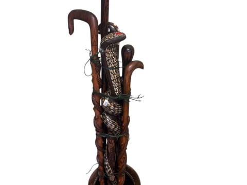 Rosewood barometer, selection of walking sticks, brass stick stand, Worcester Evesham, glassware, etc. thumbnail