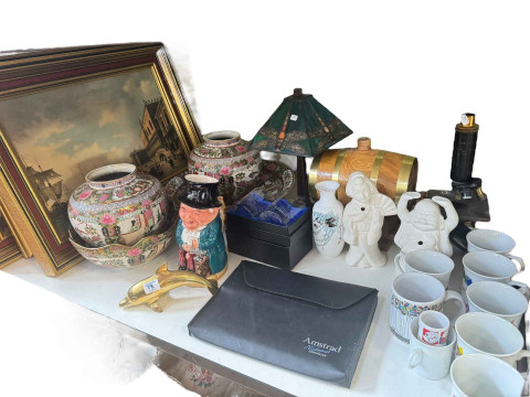 Collection of Oriental china, Odyssey Electronic game, part canteen of cutlery, prints, clock, etc. thumbnail