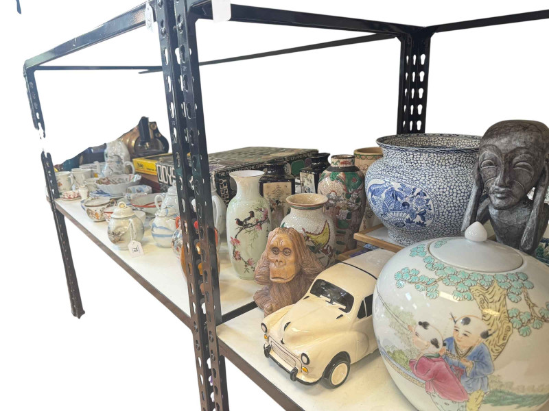 Collection of Oriental china, Odyssey Electronic game, part canteen of cutlery, prints, clock, etc.