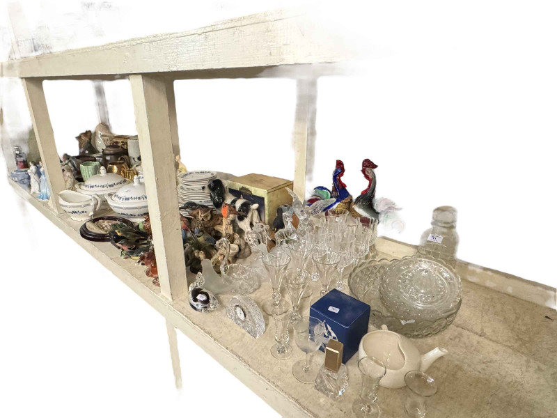 Beswick birds, Doulton figures, Wedgwood Jasper, dinner service, Denby teaware, glassware, etc.