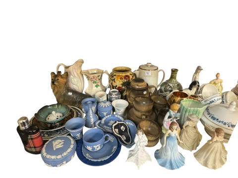Beswick birds, Doulton figures, Wedgwood Jasper, dinner service, Denby teaware, glassware, etc. thumbnail