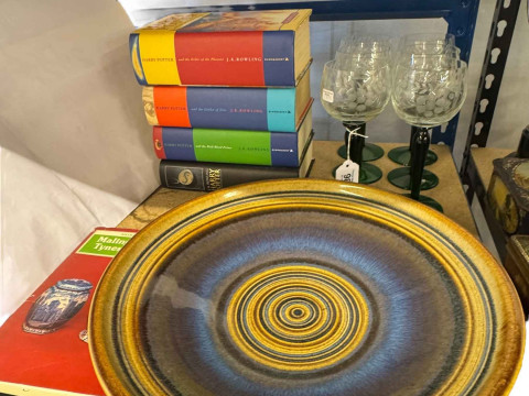 Four First Edition Harry Potter books, two Maling reference books, Denby...