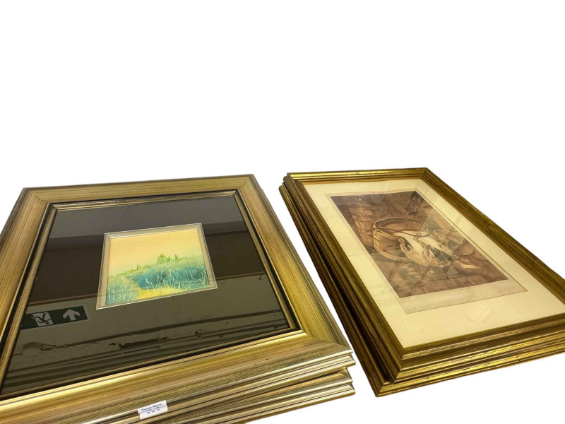 Collection of EP wares, china, glass, four framed prints, etc.