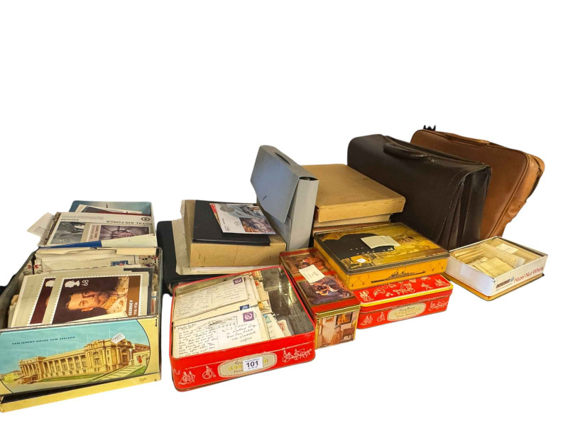 Collection of stamps including Penny Reds, SG catalogued, GB mint face value, Royal Mail year packs, coin covers, presentation packs, GB blocks, signed RAF FDCs, postcards, US c1960s comm postally used envelopes, etc.