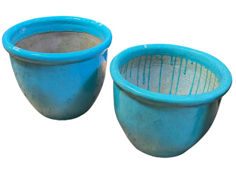 Two glazed stoneware garden planters.