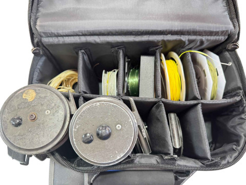 Five fly fishing rods, four Hardy reels, line spools, hooks, etc. thumbnail
