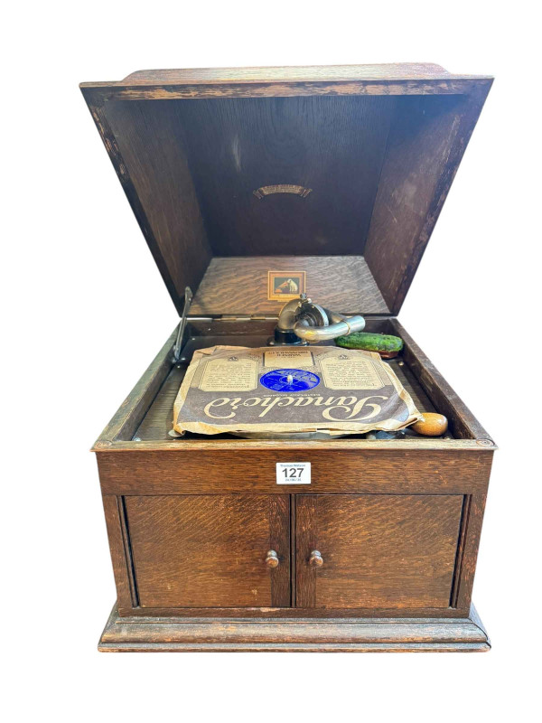 His Masters Voice table top gramophone.