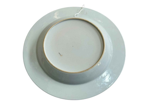Chinese porcelain plate decorated with figures in a room and figures around the border, 22.5cm diameter. thumbnail