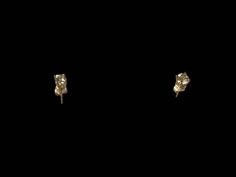 Pair of diamond stud earrings set in 18 carat yellow gold.