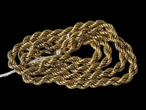 9 carat gold rope twist necklace, 54cm.