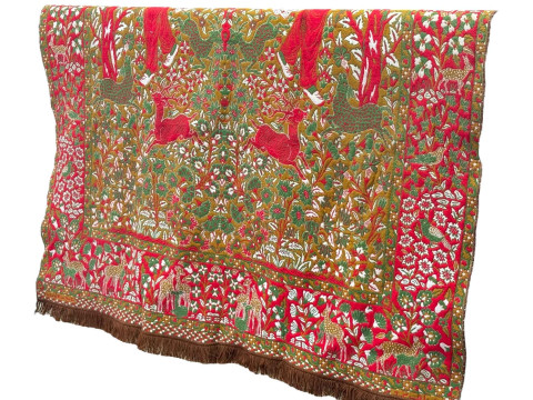 S E Persian Kerman machine made wool on cotton foundation throw/wall hanging...