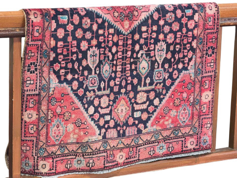 Hand knotted Persian Zanjan rug 1.95 by 1.14.