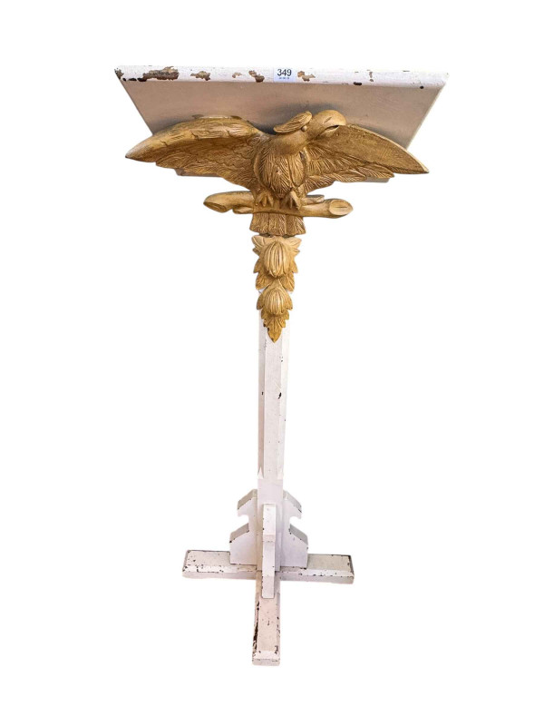 Painted lectern with applied painted eagle emblem, 147cm.