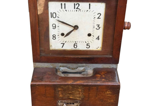 Early 20th Century clocking in clock, 72cm by 39cm by 31cm.