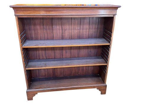 Mahogany open bookcase having two adjustable shelves, 128cm by 120cm by...