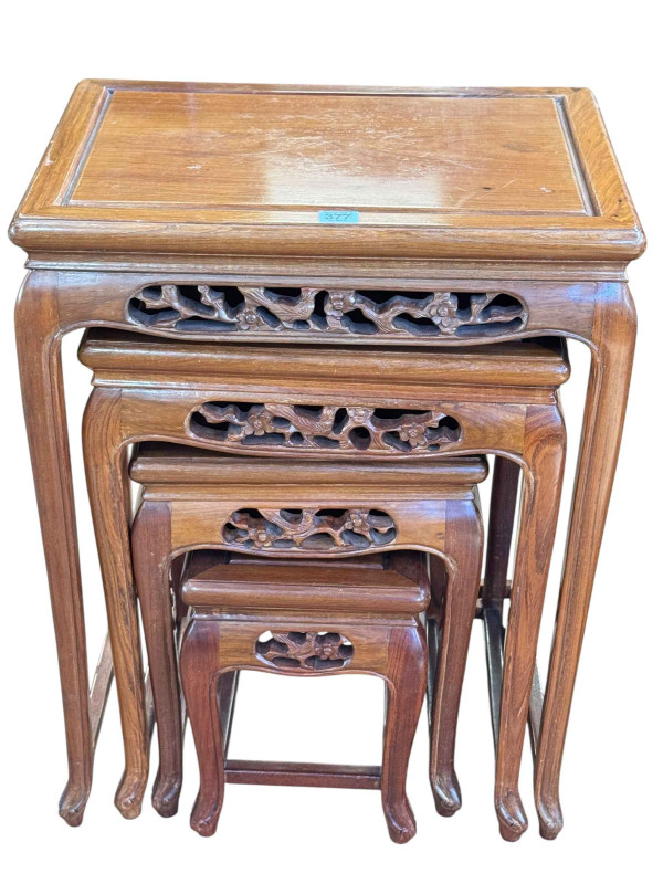 Quartetto nest of Oriental hardwood tables, largest 66.5cm by 50.5cm by 35.5cm.