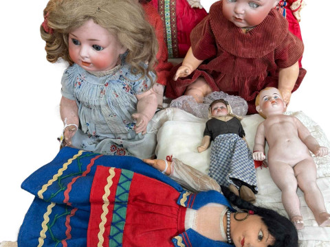 Two vintage wax head dolls, Schoenau & Hoffmeister and Gebruder Ohlhaver...