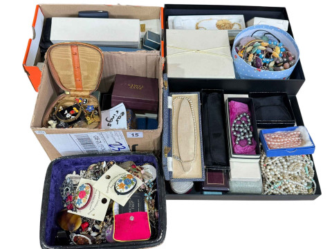 Large collection of costume jewellery including pearl necklaces, brooches,...