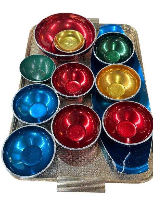 Collection of Norwegian Olden Anodised Aluminium bowls and dish.