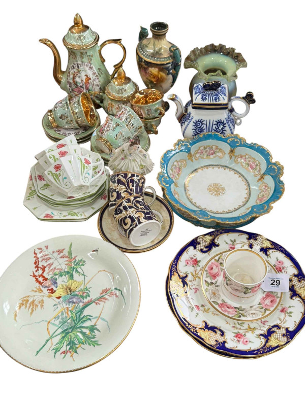 Wileman Foley china, Copeland plates, Wedgwood Cornucopia, Royal Worcester, etc.