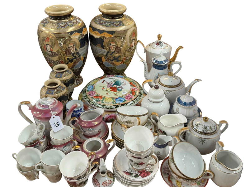 Collection of Oriental wares including Japanese vases, teawares, etc.