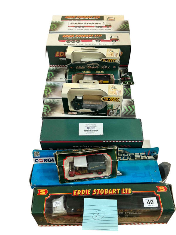 Collection of Eddie Stobart diecast vehicles including Corgi, Atlas Editions, etc.