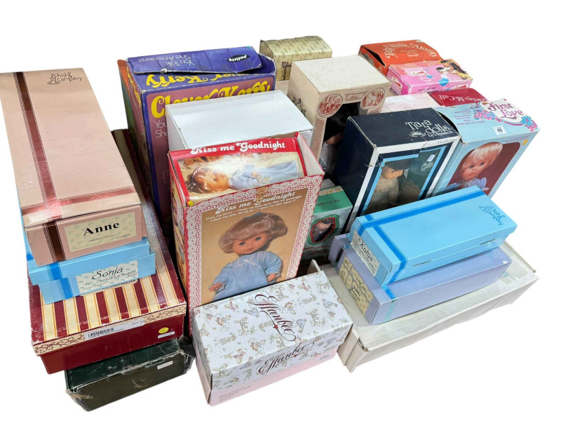 Collection of boxed dolls including Kish & Company, First Love, Zapf Creations, Jesmar, etc.