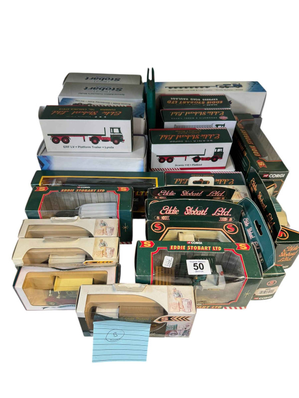Collection of Eddie Stobart diecast vehicles including Corgi, Atlas Editions, etc.